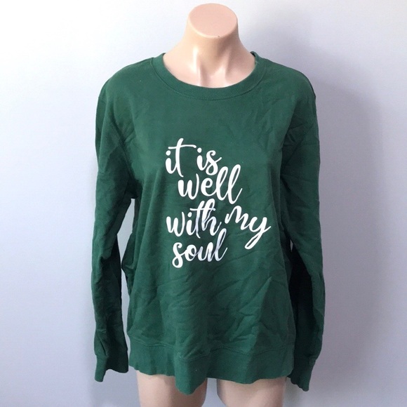 Tops - It Is Well With My Soul Graphic Sweatshirt Green
